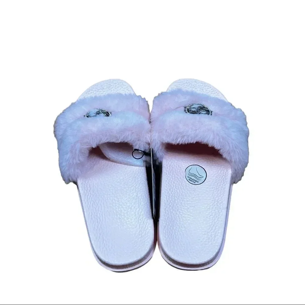 Bebe Girls Fur Slides 4/5